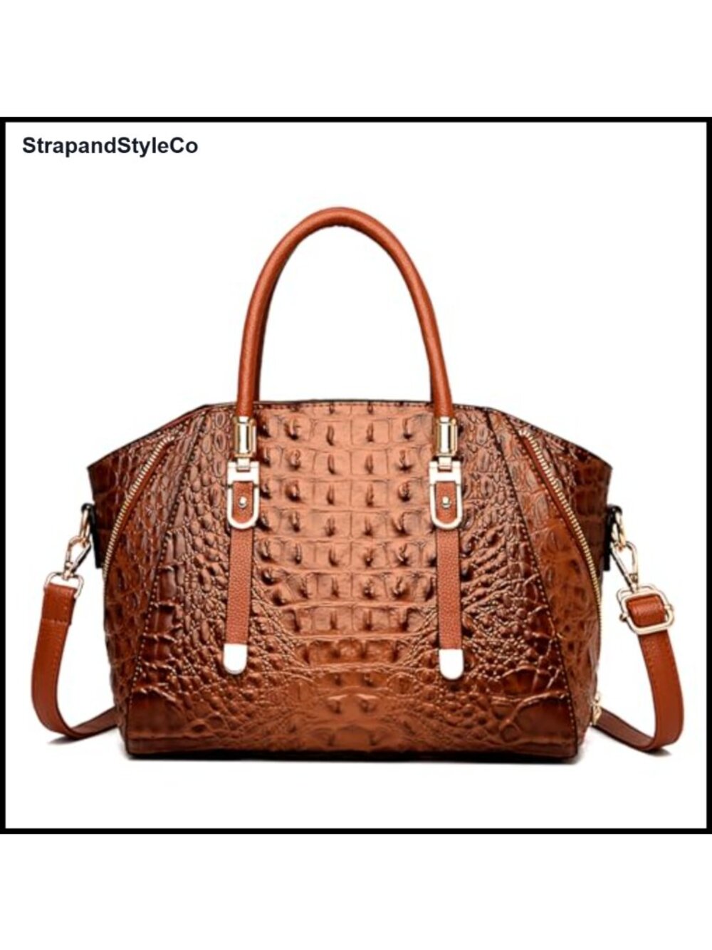Crocodile Leather Large Crossbody Handbag with Strap Hobo Tote